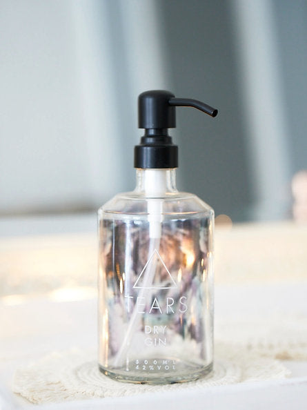 Upcycling Seifenspender Tears Gin aus Gin Flasche mit Altglas Pumpkopf